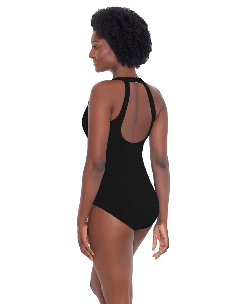Krinkle Women's Chlorine Resistant High Neck Mastectomy One-Piece Swimsuit
