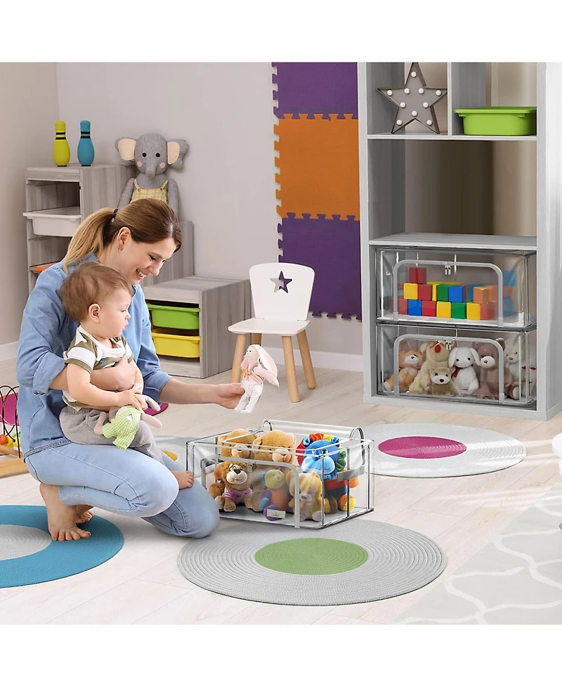 Sorbus Small Foldable Clear Plastic Storage Bags with Metal Frame & Carry Handles for Bedding Linen & Clothing