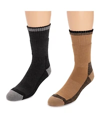Muk Luks Men's Ruff N Tuff Work Wear Merino Wool Blend Crew Socks, 2 Pair Pack