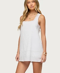 Edikted Women's Doroh Lacey Striped Cotton Mini Dress