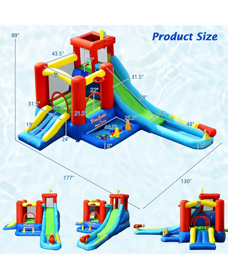 Mecale 9-in-1 Inflatable Kids Water Slide Bounce House with 860W Blower Included