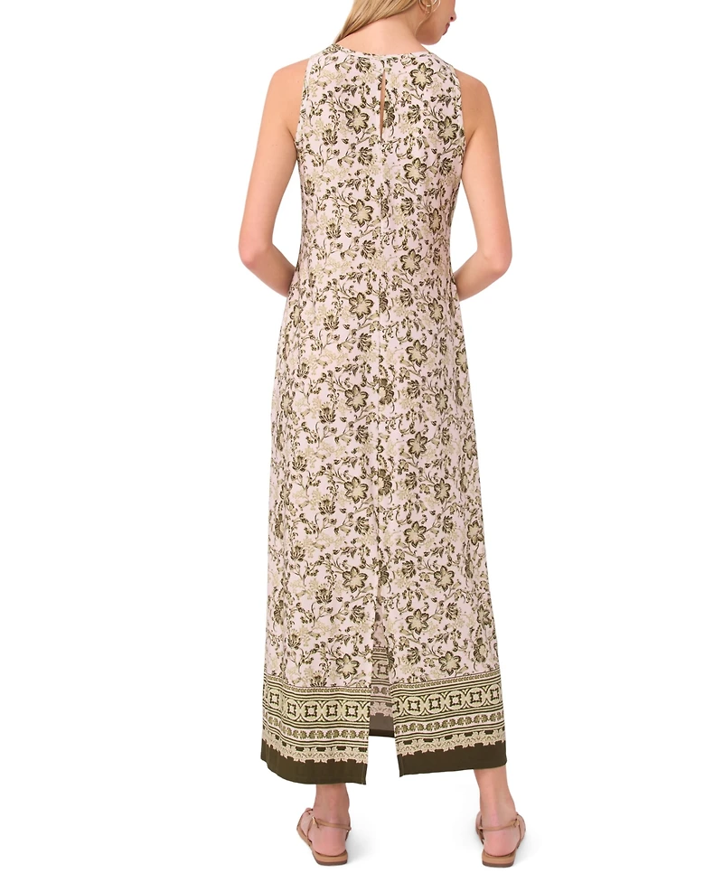 Vince Camuto Women's Printed Crew Neck Maxi Dress