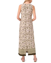 Vince Camuto Women's Printed Crew Neck Maxi Dress