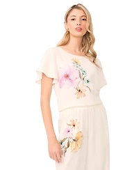 Vince Camuto Women's Crew Neck Cropped Blouse