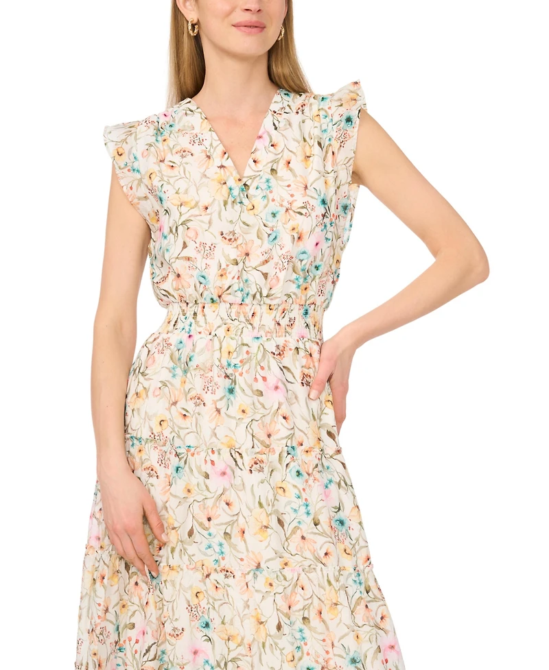 Vince Camuto Women's V-Neck Ruffle Detail Tiered Dress