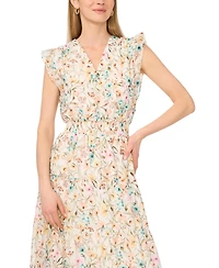 Vince Camuto Women's V-Neck Ruffle Detail Tiered Dress