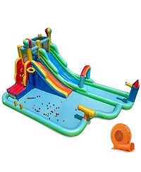 Mecale Giant Inflatable Water Slide Park Bounce House with 750W Blower Included