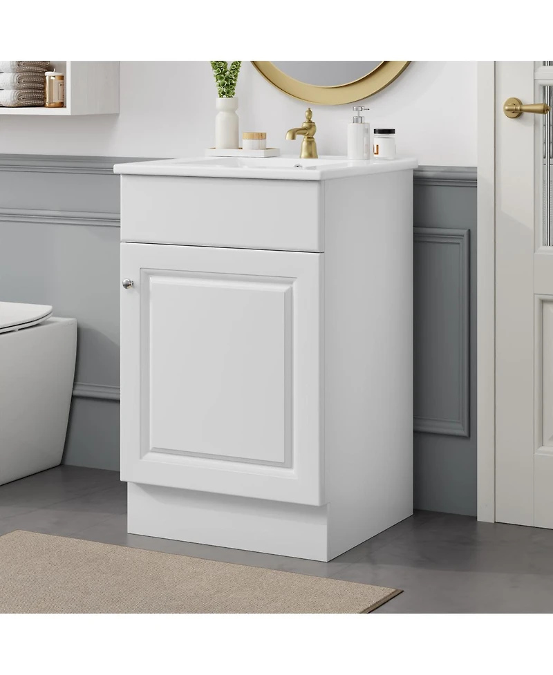 Sillysis 20'' Bathroom Vanity with Sink, Painted Mdf Cabinet, Soft Close Door, Adjustable Shelf & Organizer for Small Spaces