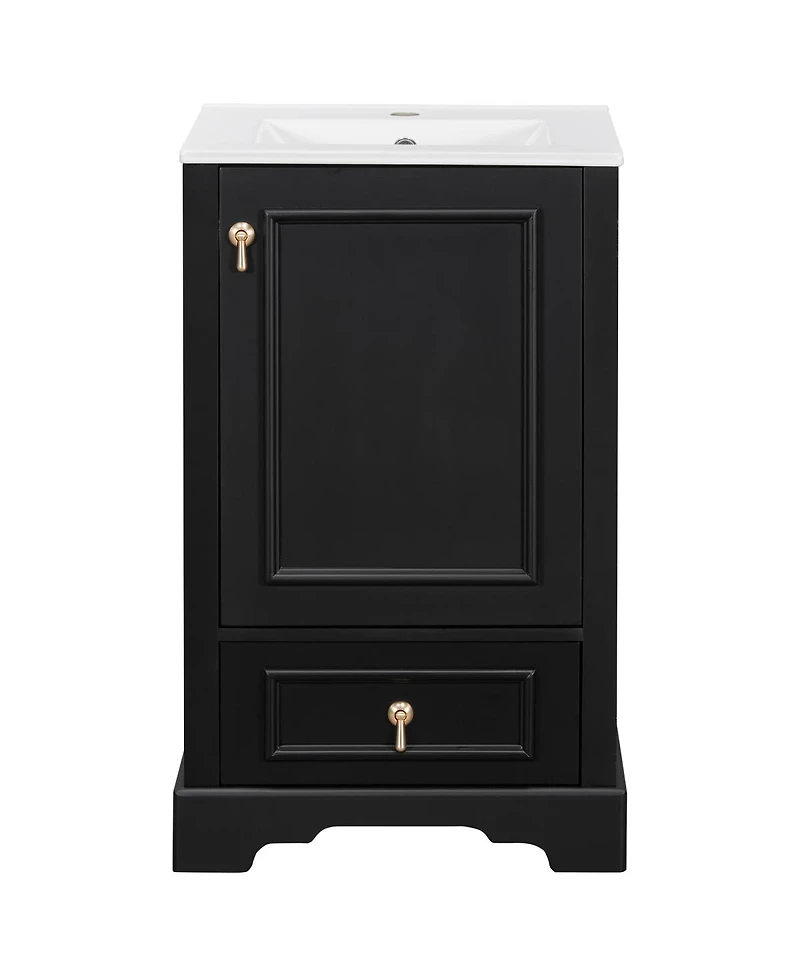 Sillysis 20" Bathroom Vanity with Ceramic Sink, Soft Close Door, Drawer & Adjustable Shelf for Small Spaces