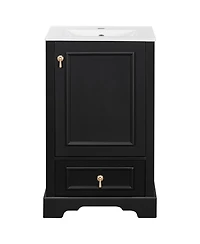 Sillysis 20" Bathroom Vanity with Ceramic Sink, Soft Close Door, Drawer & Adjustable Shelf for Small Spaces