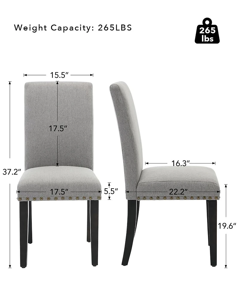 gaomon Dining Chairs Set of 6, Upholstered Fabric Chairs with Nailhead Trim & Wood Legs