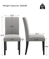 gaomon Dining Chairs Set of 6, Upholstered Fabric Chairs with Nailhead Trim & Wood Legs