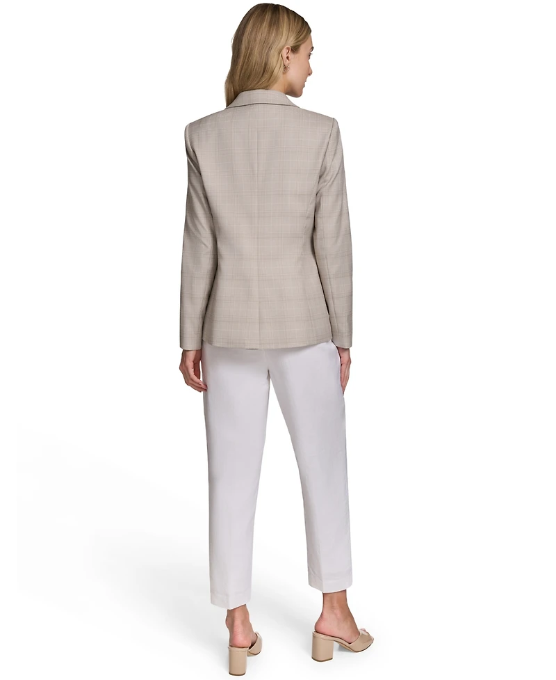 Calvin Klein Petite Plaid Notch Collar Jacket