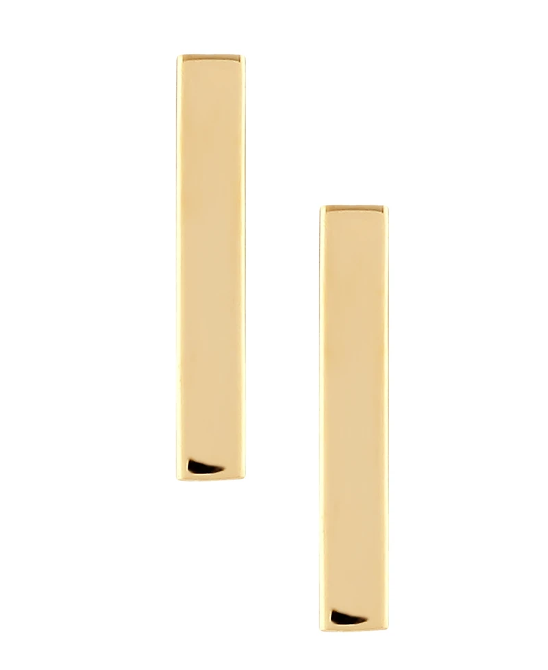 Flat Bar Stud Earrings Set 14k Yellow or Rose Gold