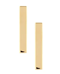 Flat Bar Stud Earrings Set 14k Yellow or Rose Gold