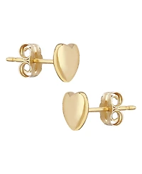 Flat Heart Stud Earrings Set in 14k Gold (8mm)