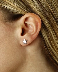 Flat Star Stud Earrings Set 14k White Or Yellow Gold