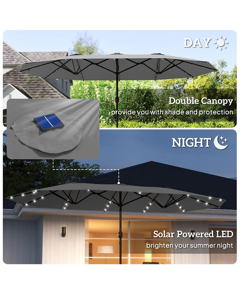 Clihome with Base,Patio Parasol Led Solar