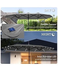 Clihome with Base,Patio Parasol Led Solar