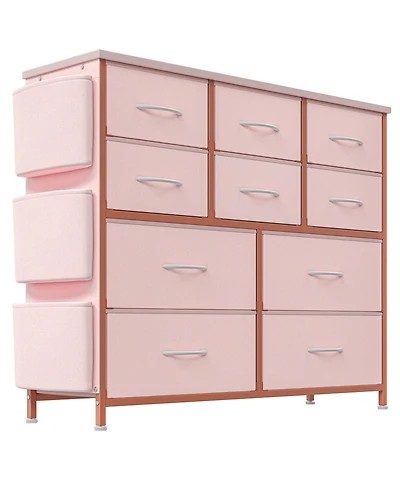 gaomon 10-Drawer Fabric Dresser, Tall Chest with Fabric Bins, Side Pockets & Sturdy Steel Frame for Bedroom, Closet, or Living Room