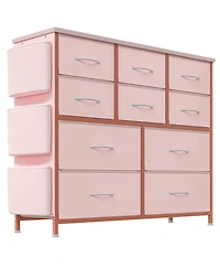 gaomon 10-Drawer Fabric Dresser, Tall Chest with Fabric Bins, Side Pockets & Sturdy Steel Frame for Bedroom, Closet, or Living Room