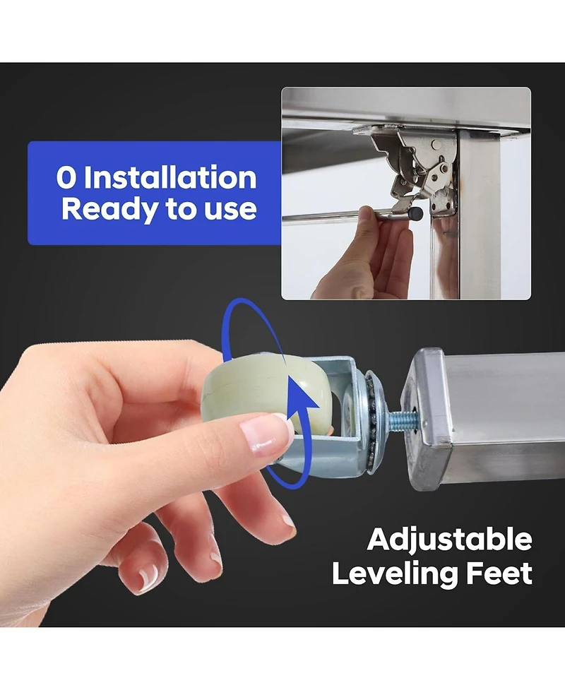 gaomon Folding Stainless Steel Table Commercial Work Table with Casters & Undershelf for Home & Restaurant