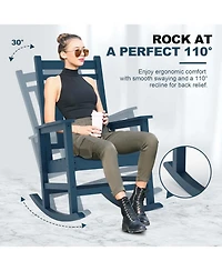 gaomon Outdoor Rocking Adirondack Chair- Hdpe High Back All-Weather for Deck Lawn Fire Pit