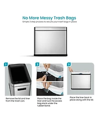 Home Zone Living 9 Gallon Slim Kitchen Trash Can with Open Top for Commercial Use, Stainless Steel, Silver