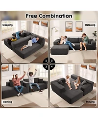 Xizzi 104" No Assembly Required Cloud Sectional Sofa, L-Shape Couch Chaise Lounge with Deep Seat and Wide Armrest for Living Room Bedroom