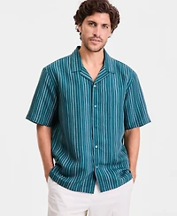 Alfani Men's Short-Sleeve Linen-Blend Stripe Shirt, Macy's Exclusive - Barry Yd