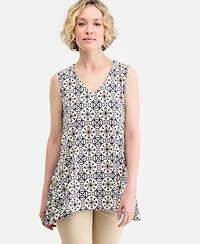 Jm Collection Women's Printed Sleeveless Vneck Knit Top, Macy's Exclusive