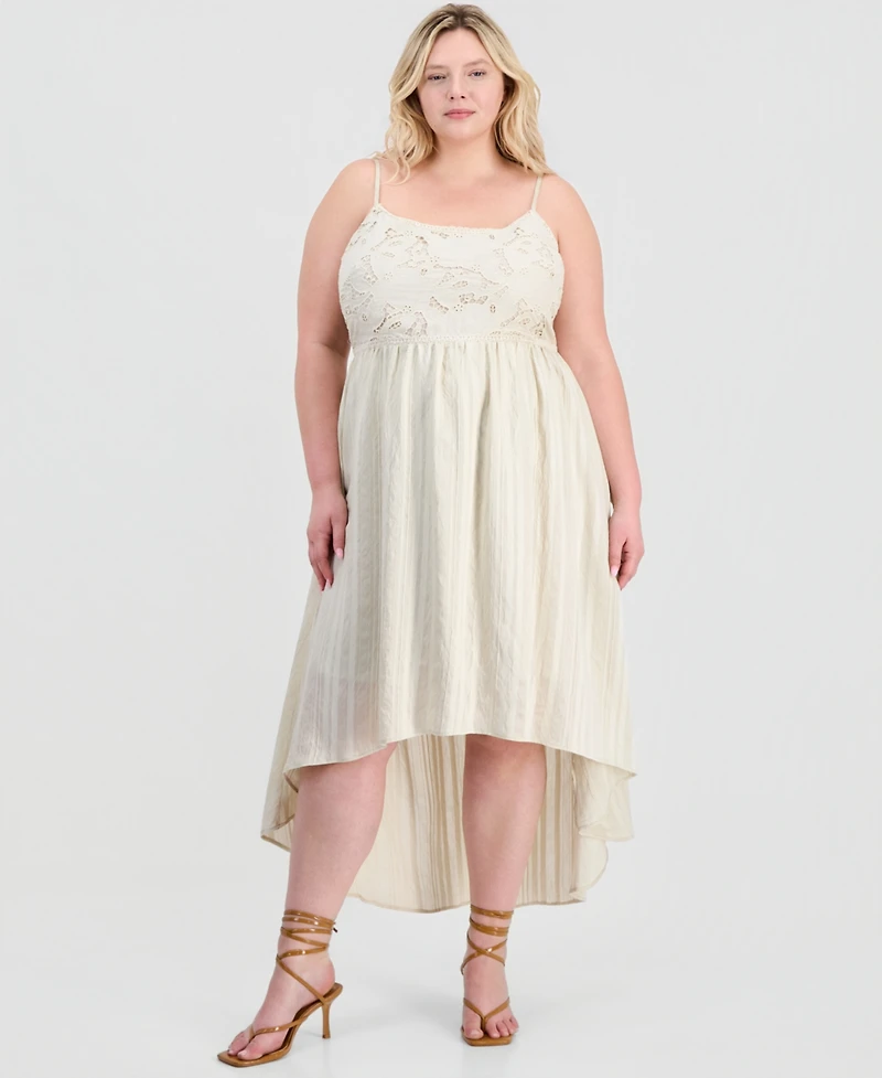 And Now This Trendy Plus Lace-Trim Striped Midi Dress, Macy's Exclusive