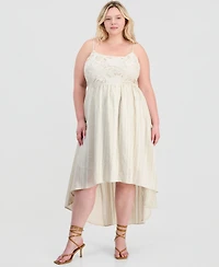 And Now This Trendy Plus Lace-Trim Striped Midi Dress, Macy's Exclusive