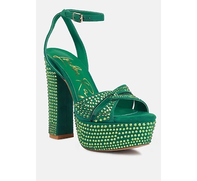 bellini heat-set diamante high block heel sandals