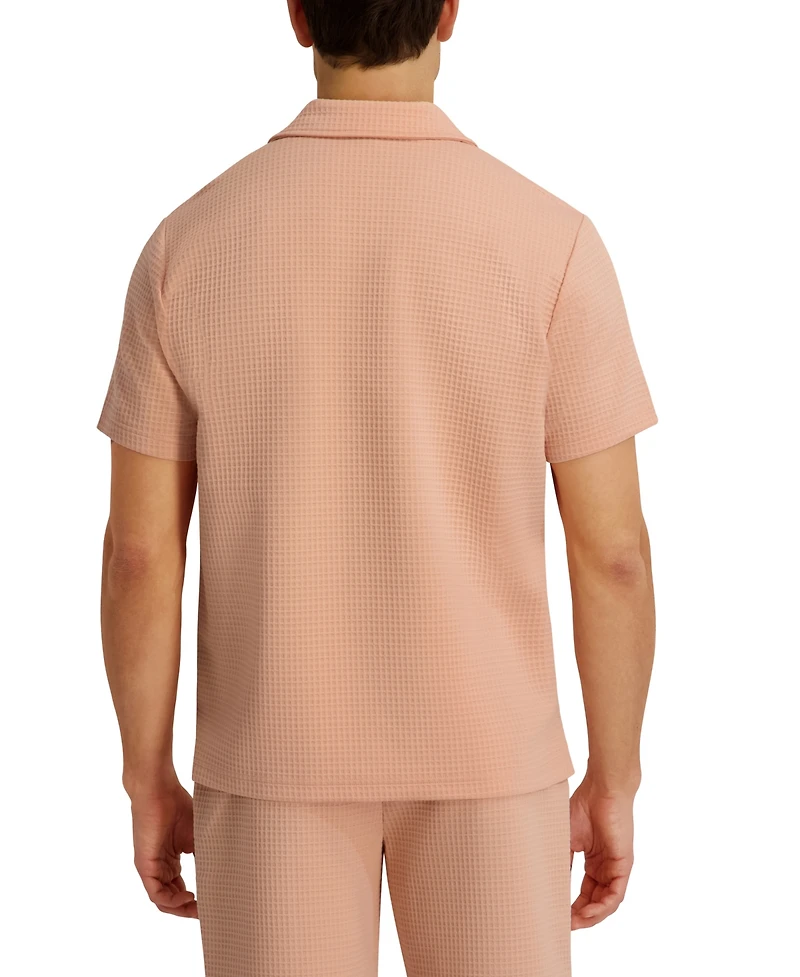 Karl Lagerfeld Paris Men's Textured Knitted Short-Sleeve Shirt