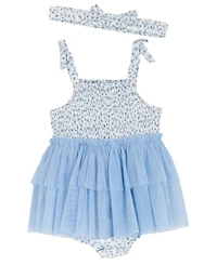Rare Editions Baby Girls' Sleeveless Tulle Dress with Headband