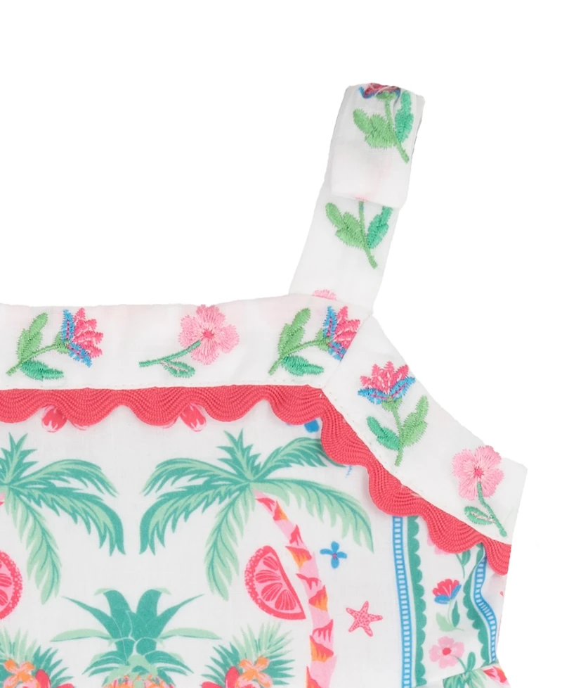 Rare Editions Baby Girls' Sleeveless Floral-Print Dress with Diaper Cover