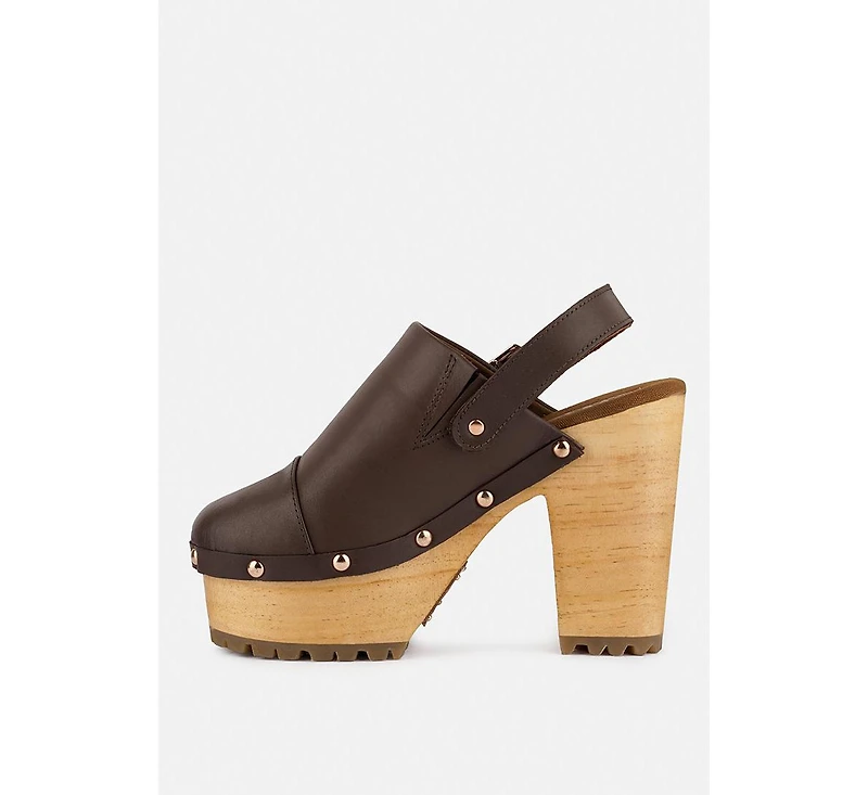 Alona Womens Slingback High Block Heeled Clogs