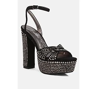 bellini heat-set diamante high block heel sandals