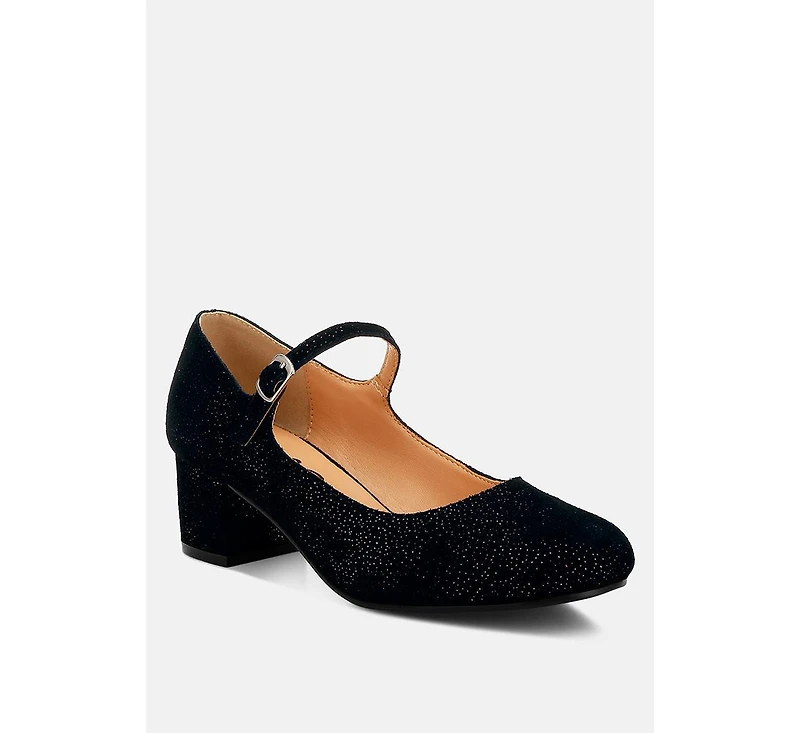 Rag & Co Bettola Shimmer Suede Mary Jane Sandals