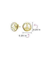 Bling Jewelry Dainty World Peace Sign Stud Earrings 14K Gold & Sterling Silver