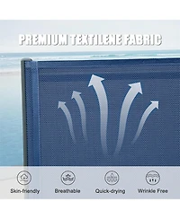 Clihome Outdoor Lounge Chair Set, Aluminum Plastic Patio Chaise Lounge with Side Table & 5 Position Adjustable Backrest & Wheels