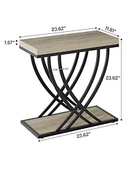 Tribesigns Side Table Set of 2, 2-Tier Narrow End Table for Living Room, Industrial Nightstand with Metal Frame, Small Bedside Tables