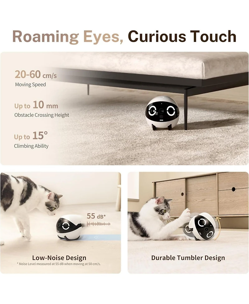 Enabot Rola Mini Smart Companion Robot with 2K Camera, Two-Way Audio & Night Vision