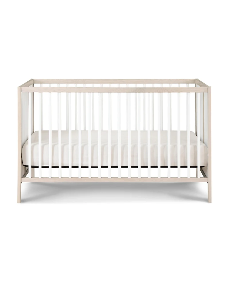Flynama Washed 3in1 Convertible Crib with Solid End Panels Geometric Lines Solid Wood and Three Adjustable Mattress Heights for Nursery