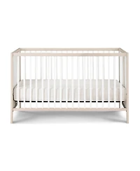 Flynama Washed 3in1 Convertible Crib with Solid End Panels Geometric Lines Solid Wood and Three Adjustable Mattress Heights for Nursery