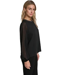 Calvin Klein Women's Mixed Media Novelty Trim Top
