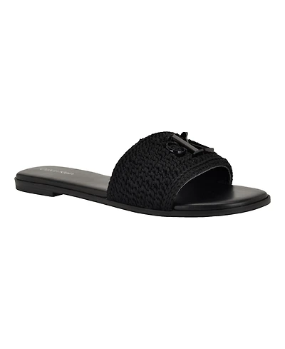 Calvin Klein Women's Kamine Woven Logo Flat Slip-On Sandals