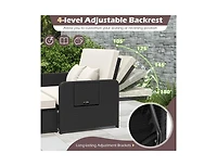 Slickblue Outdoor Wicker Daybed with Adjustable Backrest and Storage Ottoman