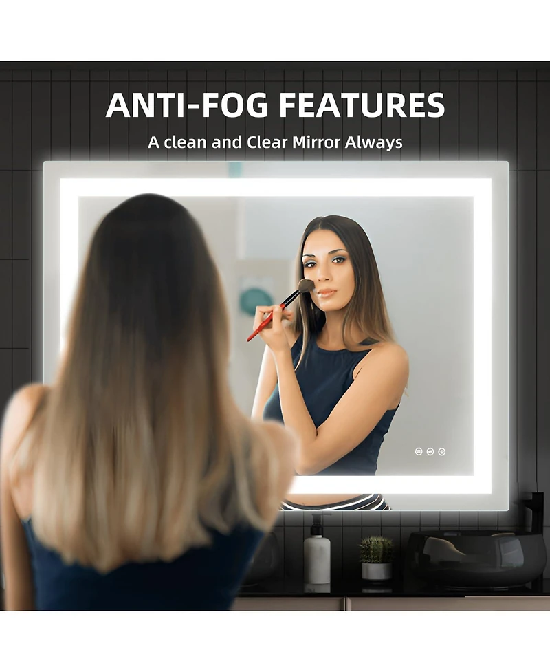 Homfan Led Bathroom Mirror with Front and Backlit Lights,Anti-Fog Lighted Vanity Mirror, Stepless Dimmable, 3-Color Modes